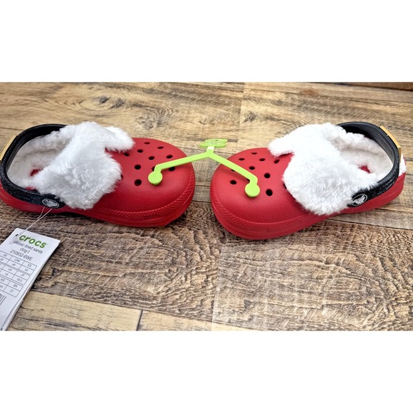New Crocs Classic Lined Santa Clogs Toddler C9 – Red Faux Fur Holiday Shoes - Picture 9 of 10